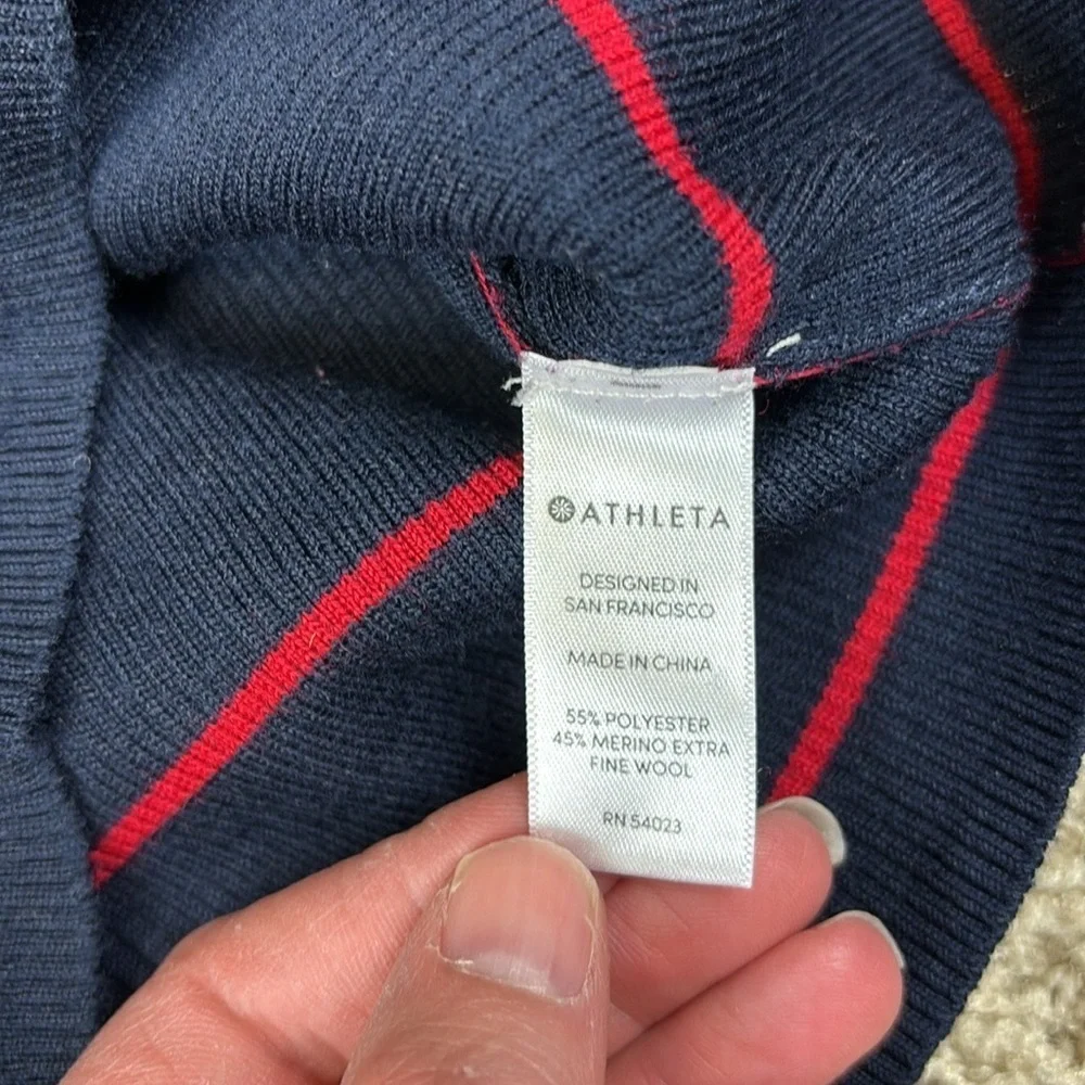Athleta Bayside navy and red ribbed sweater sz xs - Picture 5 of 7
